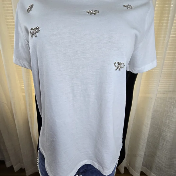 White Embellished T-Shirt - Picture 10 of 16